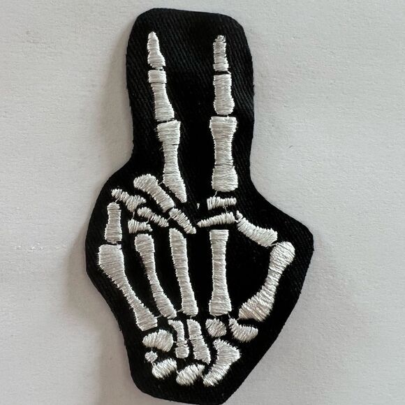 Skeleton Peace Sign 3 Inch Embroidered Patch - Picture 1 of 3